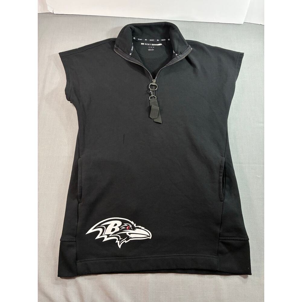 DKNY Sport Baltimore Ravens Sleeveless Quarter Zip Sweatshirt Dress Medium